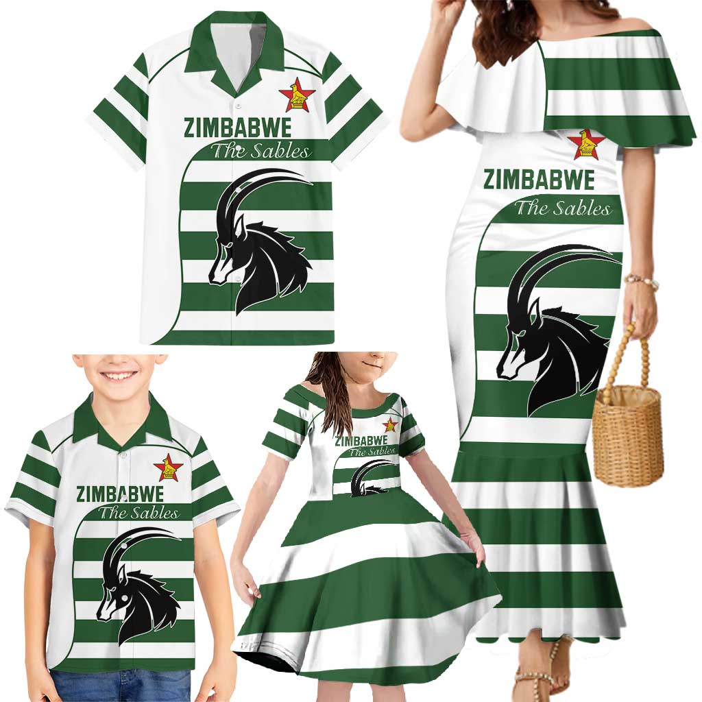 Custom Zimbabwe Rugby Family Matching Mermaid Dress and Hawaiian Shirt The Sables Go Champion - Wonder Print Shop