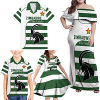Custom Zimbabwe Rugby Family Matching Off Shoulder Maxi Dress and Hawaiian Shirt The Sables Go Champion - Wonder Print Shop