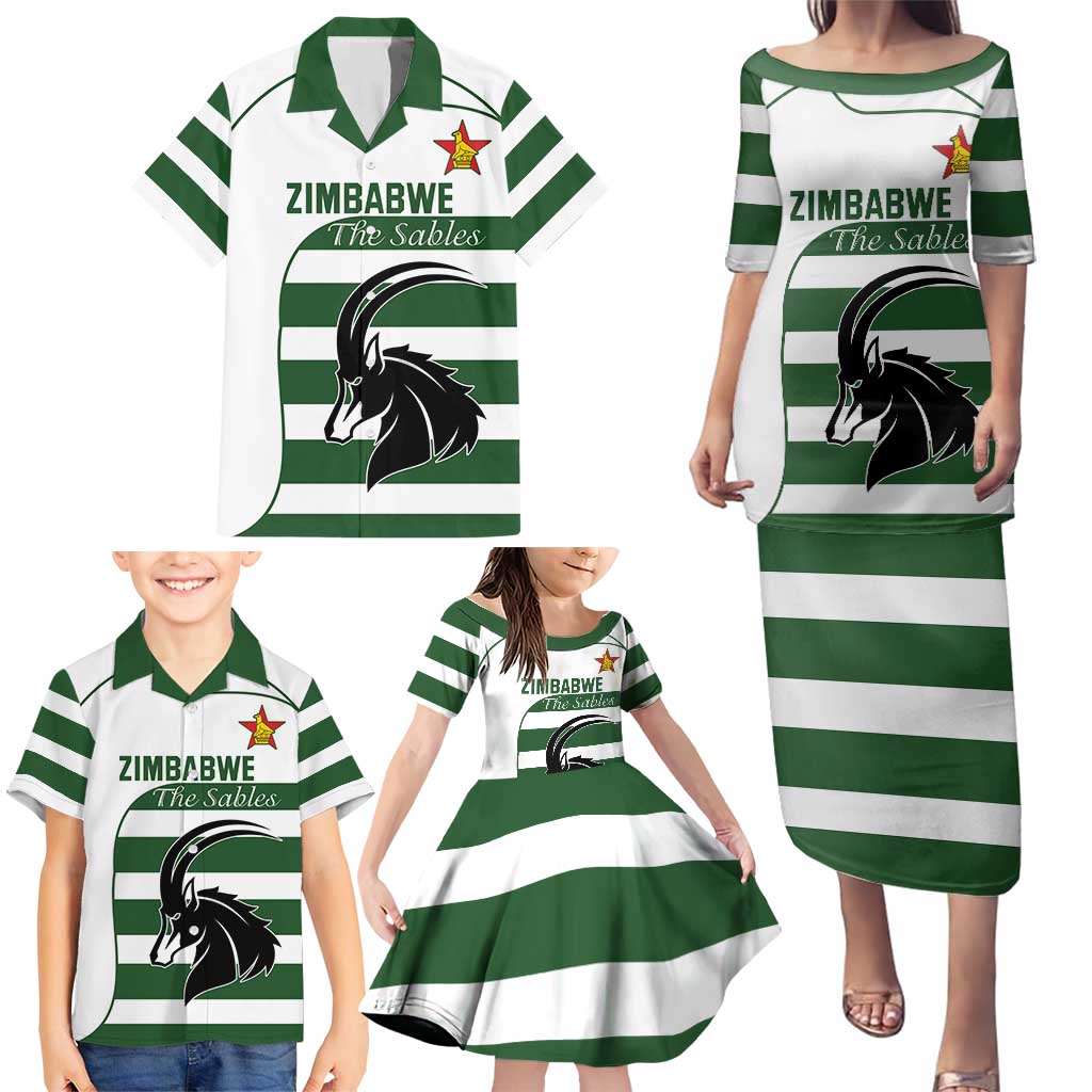 Custom Zimbabwe Rugby Family Matching Puletasi and Hawaiian Shirt The Sables Go Champion - Wonder Print Shop