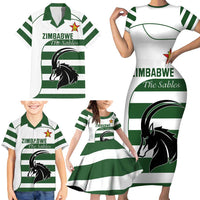 Custom Zimbabwe Rugby Family Matching Short Sleeve Bodycon Dress and Hawaiian Shirt The Sables Go Champion - Wonder Print Shop