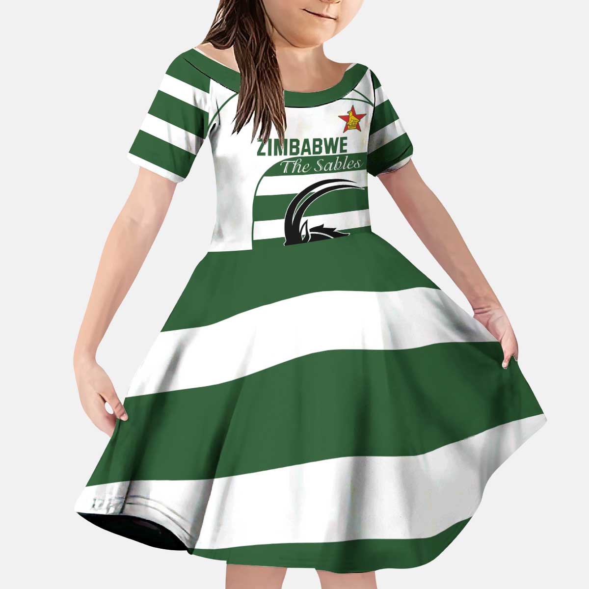Custom Zimbabwe Rugby Kid Short Sleeve Dress The Sables Go Champion - Wonder Print Shop