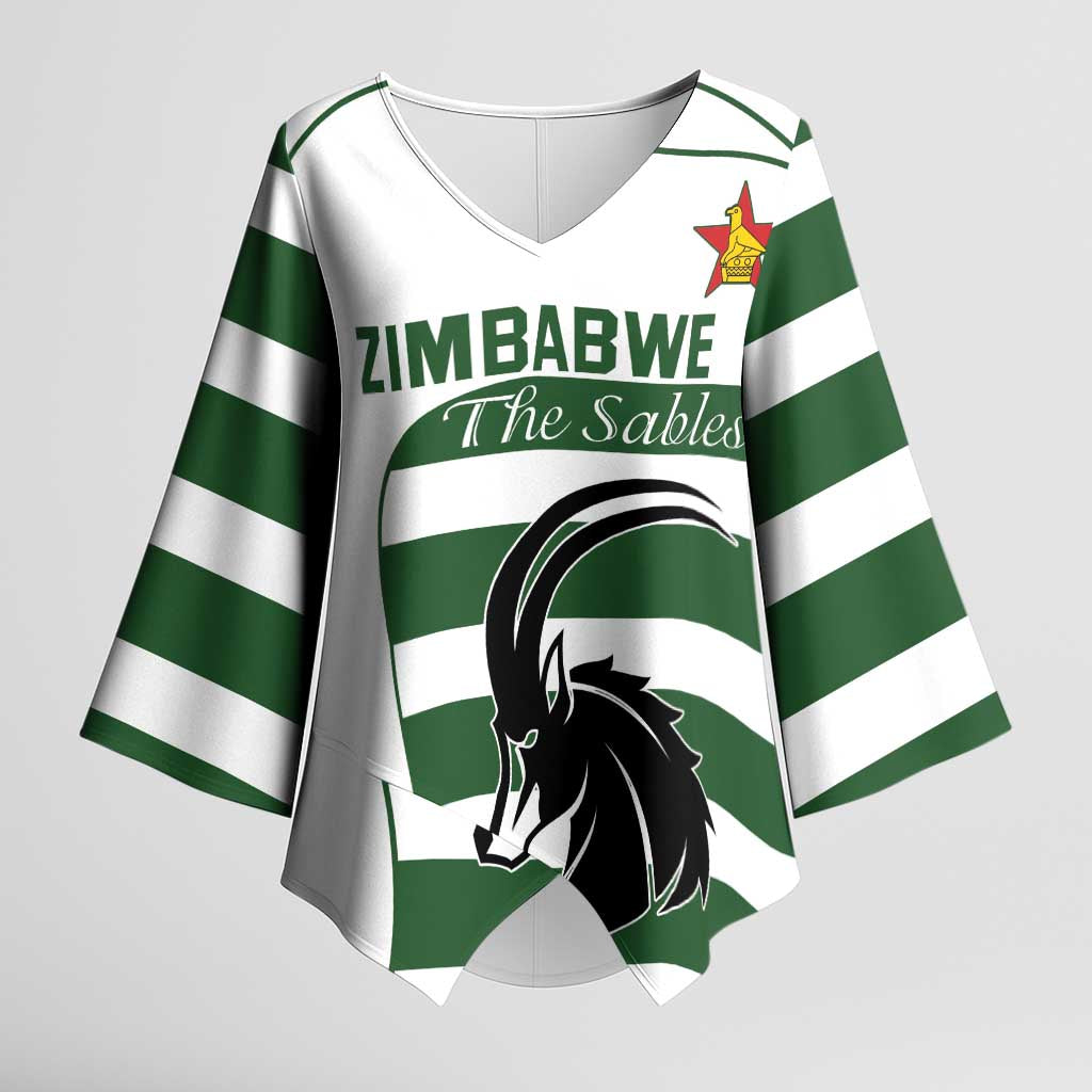 Custom Zimbabwe Rugby Kimono Sleeve Blouse The Sables Go Champion - Wonder Print Shop