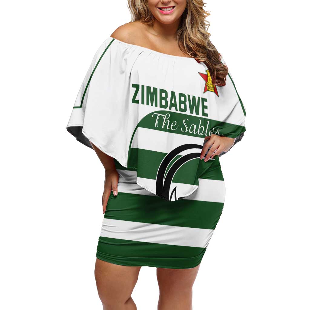 Custom Zimbabwe Rugby Off Shoulder Short Dress The Sables Go Champion - Wonder Print Shop