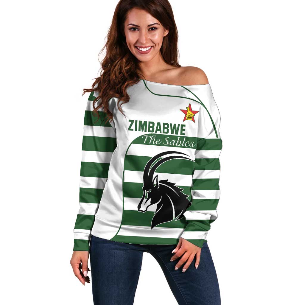 Custom Zimbabwe Rugby Off Shoulder Sweater The Sables Go Champion - Wonder Print Shop