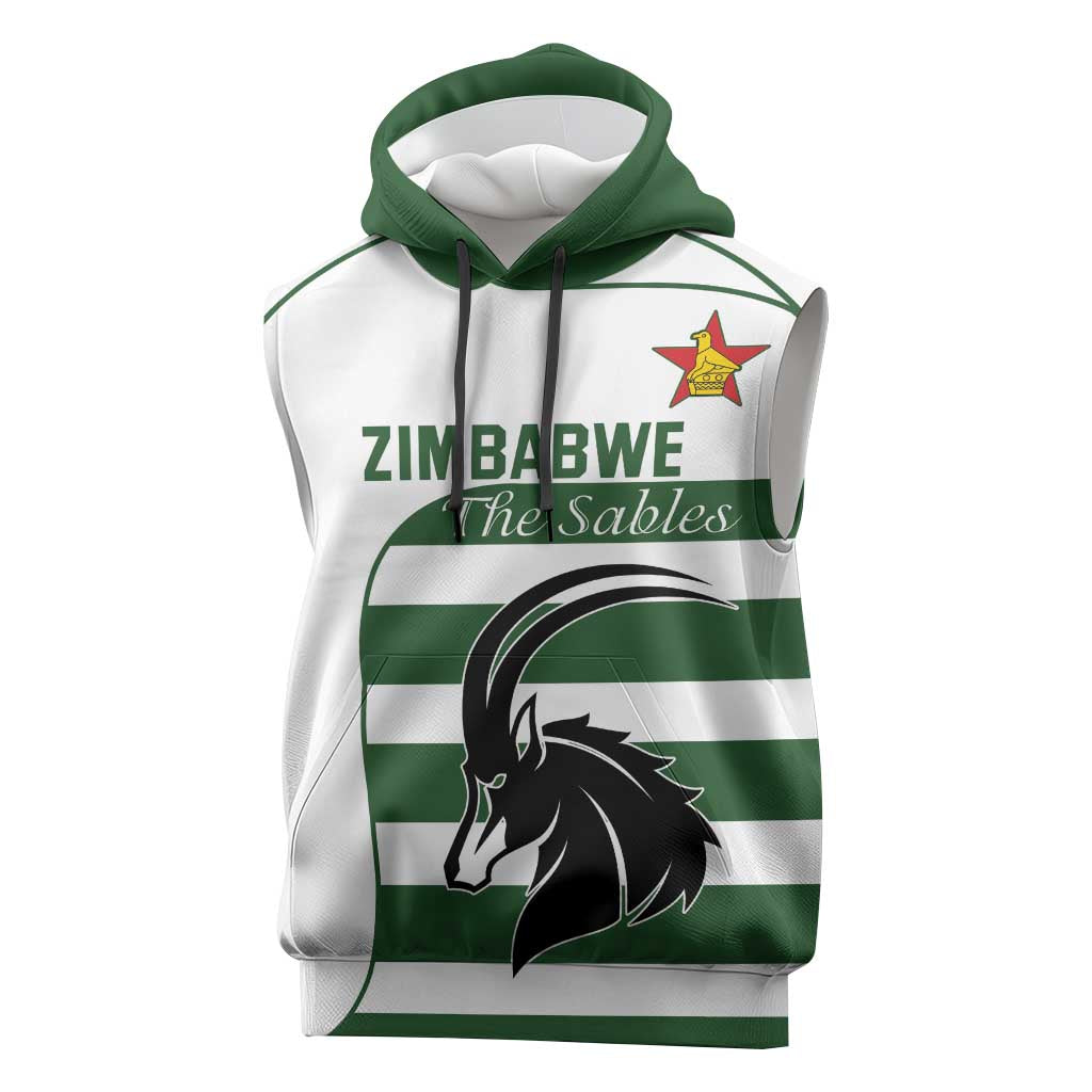 Custom Zimbabwe Rugby Sleeveless Hoodie The Sables Go Champion - Wonder Print Shop