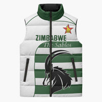 Custom Zimbabwe Rugby Sleeveless Puffer Jacket The Sables Go Champion - Wonder Print Shop