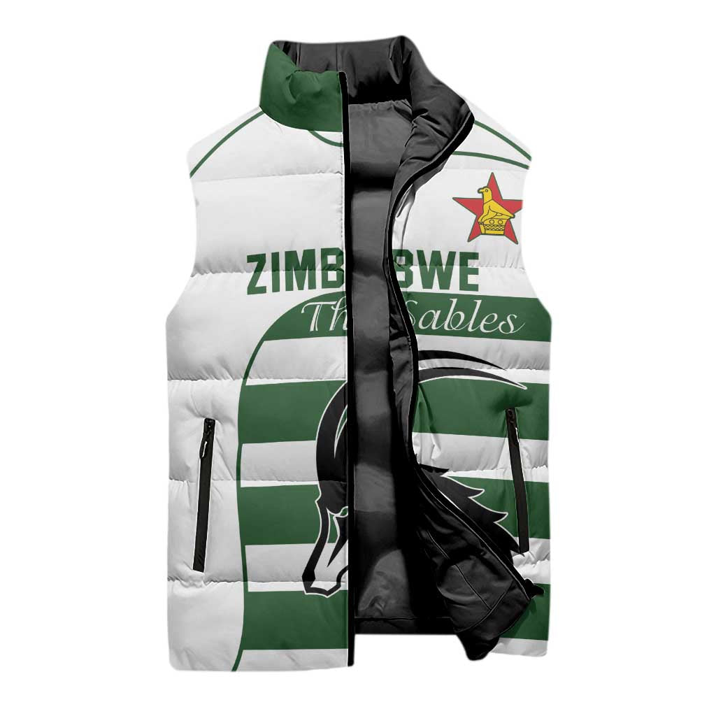 Custom Zimbabwe Rugby Sleeveless Puffer Jacket The Sables Go Champion - Wonder Print Shop