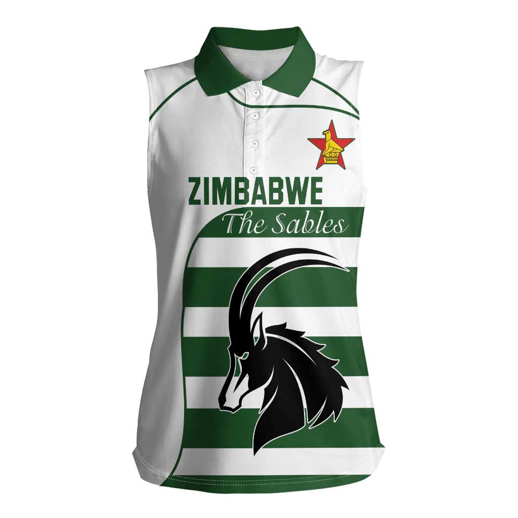 Custom Zimbabwe Rugby Women Sleeveless Polo Shirt The Sables Go Champion - Wonder Print Shop