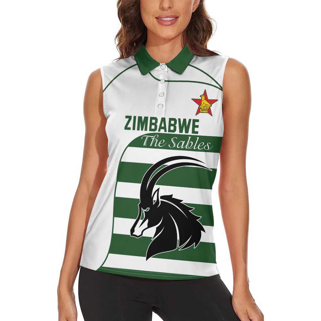 Custom Zimbabwe Rugby Women Sleeveless Polo Shirt The Sables Go Champion - Wonder Print Shop
