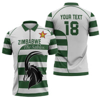 Custom Zimbabwe Rugby Zipper Polo Shirt The Sables Go Champion - Wonder Print Shop