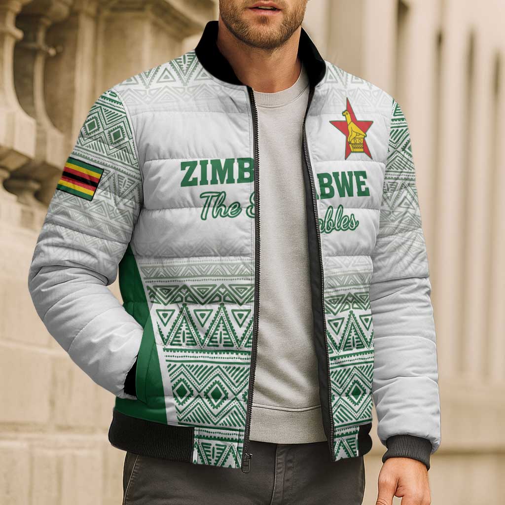 Custom Zimbabwe Rugby Bomber Puffer Jacket Sables African Patterns - Wonder Print Shop