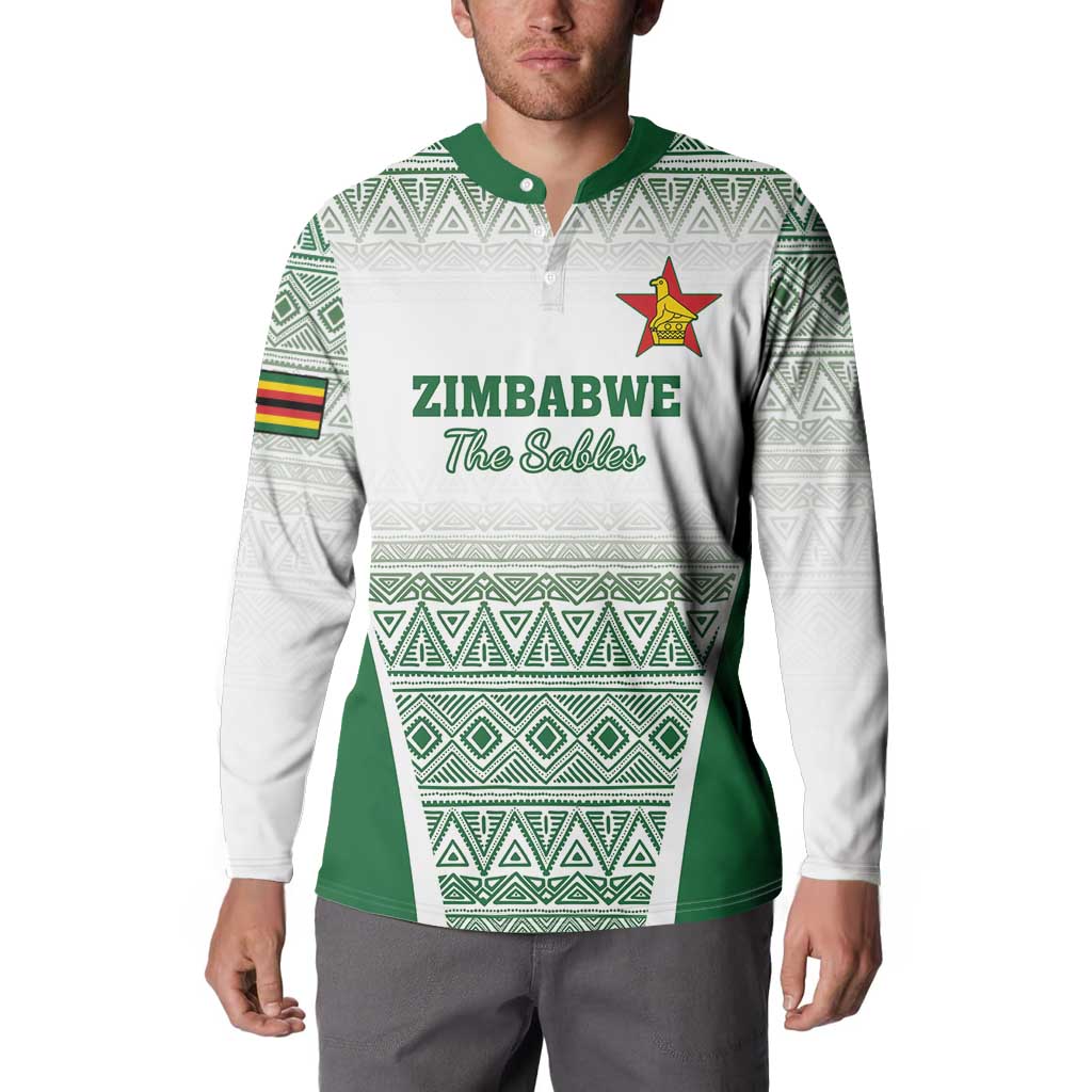 Custom Zimbabwe Rugby Button Sweatshirt Sables African Patterns - Wonder Print Shop