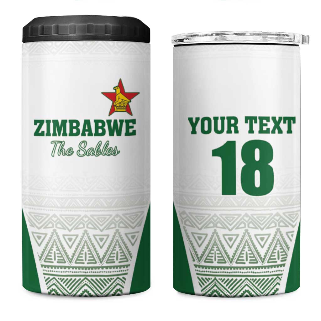 Custom Zimbabwe Rugby 4 in 1 Can Cooler Tumbler Sables African Patterns - Wonder Print Shop