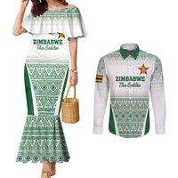 Custom Zimbabwe Rugby Couples Matching Mermaid Dress and Long Sleeve Button Shirt Sables African Patterns - Wonder Print Shop