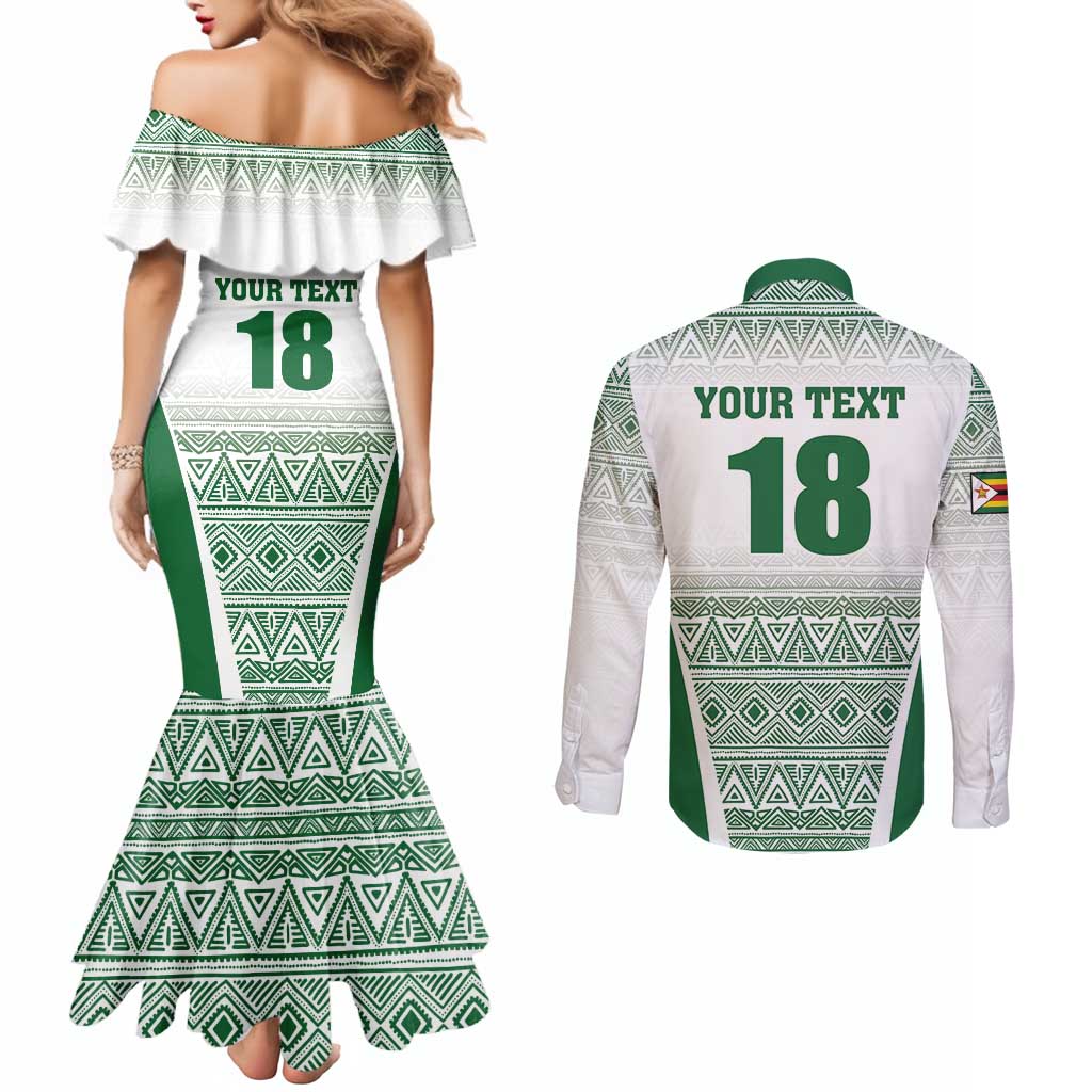 Custom Zimbabwe Rugby Couples Matching Mermaid Dress and Long Sleeve Button Shirt Sables African Patterns - Wonder Print Shop