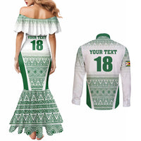 Custom Zimbabwe Rugby Couples Matching Mermaid Dress and Long Sleeve Button Shirt Sables African Patterns - Wonder Print Shop