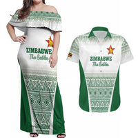 Custom Zimbabwe Rugby Couples Matching Off Shoulder Maxi Dress and Hawaiian Shirt Sables African Patterns - Wonder Print Shop