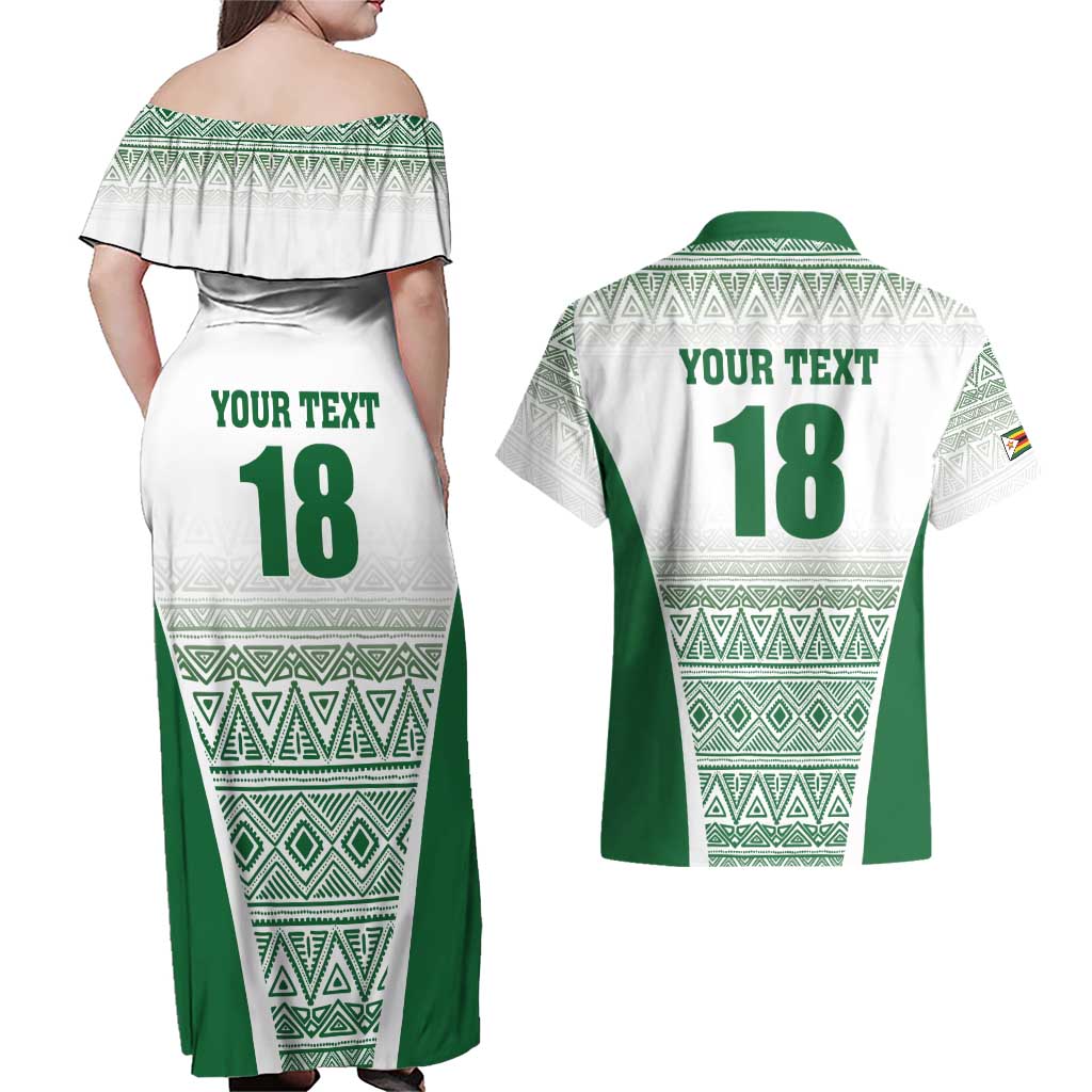Custom Zimbabwe Rugby Couples Matching Off Shoulder Maxi Dress and Hawaiian Shirt Sables African Patterns - Wonder Print Shop