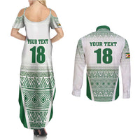 Custom Zimbabwe Rugby Couples Matching Summer Maxi Dress and Long Sleeve Button Shirt Sables African Patterns - Wonder Print Shop