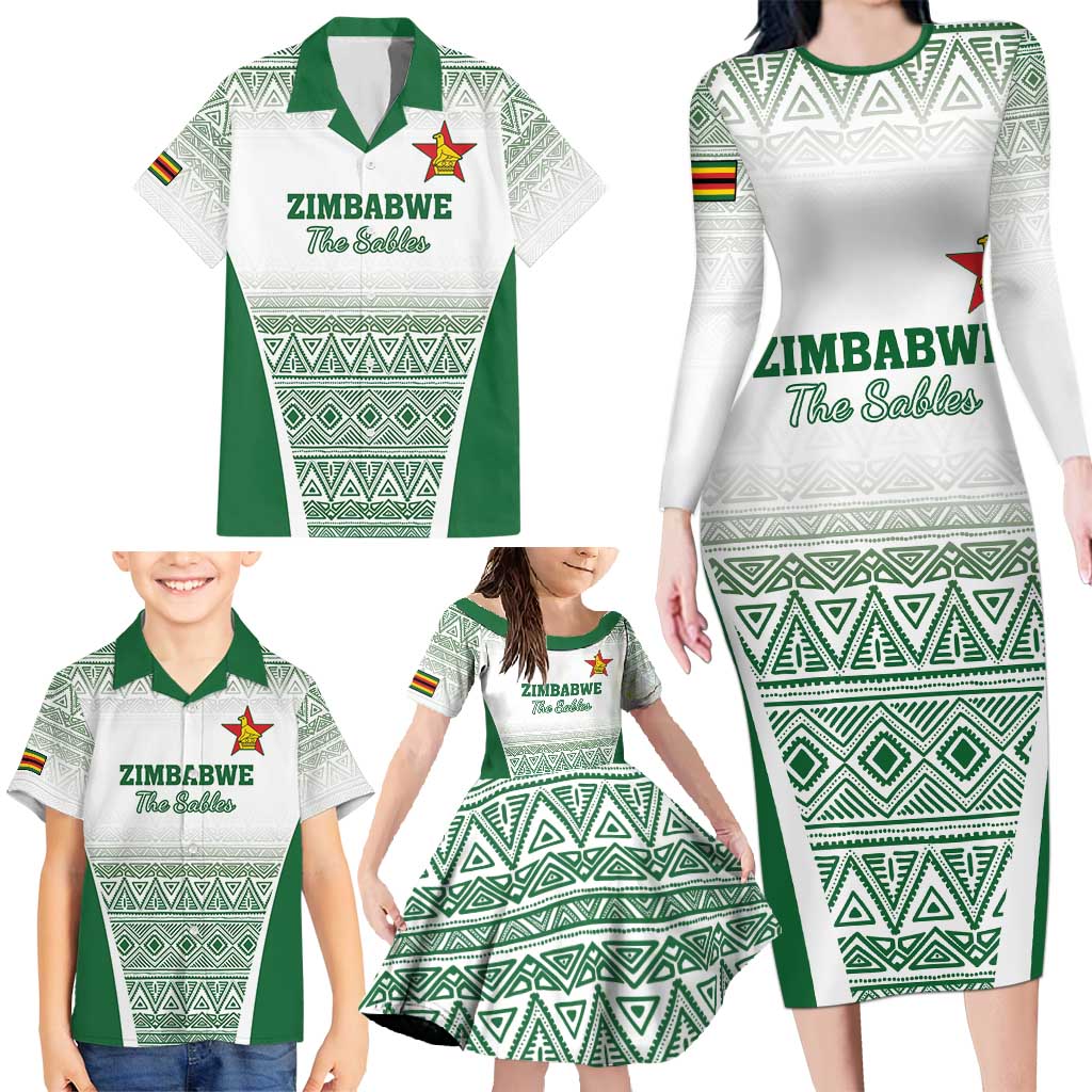 Custom Zimbabwe Rugby Family Matching Long Sleeve Bodycon Dress and Hawaiian Shirt Sables African Patterns - Wonder Print Shop
