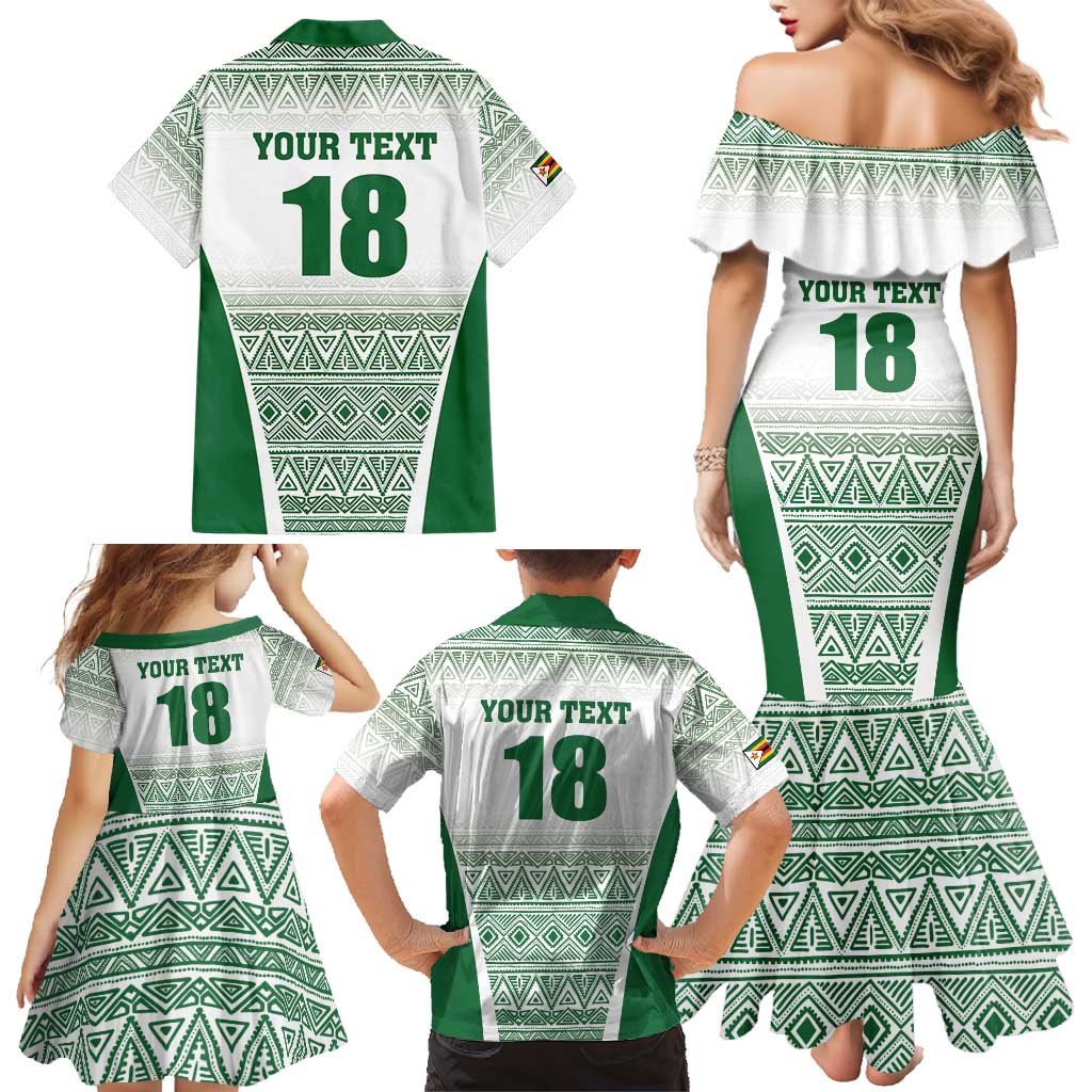 Custom Zimbabwe Rugby Family Matching Mermaid Dress and Hawaiian Shirt Sables African Patterns - Wonder Print Shop