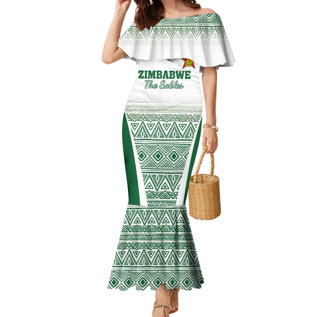 Custom Zimbabwe Rugby Family Matching Mermaid Dress and Hawaiian Shirt Sables African Patterns - Wonder Print Shop