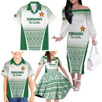 Custom Zimbabwe Rugby Family Matching Off The Shoulder Long Sleeve Dress and Hawaiian Shirt Sables African Patterns - Wonder Print Shop
