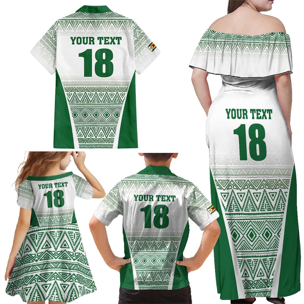 Custom Zimbabwe Rugby Family Matching Off Shoulder Maxi Dress and Hawaiian Shirt Sables African Patterns - Wonder Print Shop