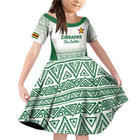 Custom Zimbabwe Rugby Family Matching Off Shoulder Short Dress and Hawaiian Shirt Sables African Patterns - Wonder Print Shop