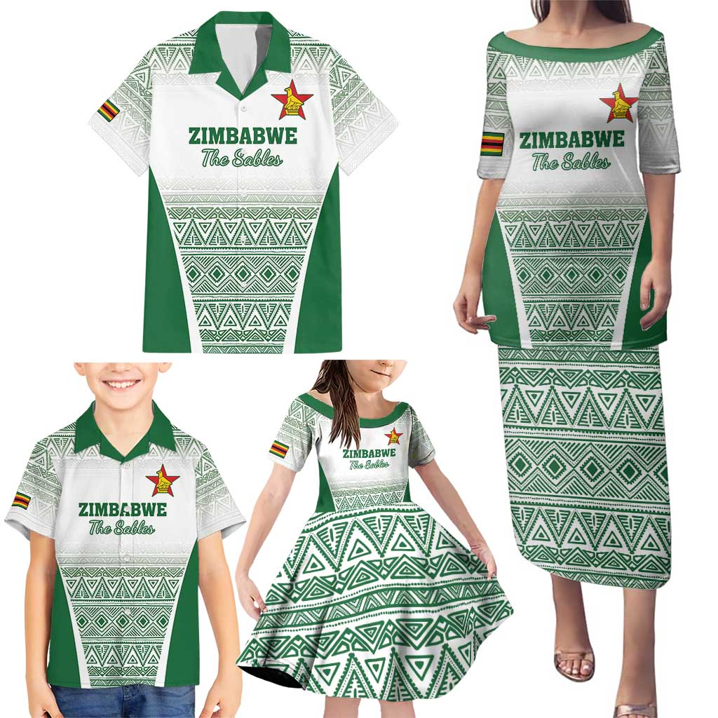 Custom Zimbabwe Rugby Family Matching Puletasi and Hawaiian Shirt Sables African Patterns - Wonder Print Shop