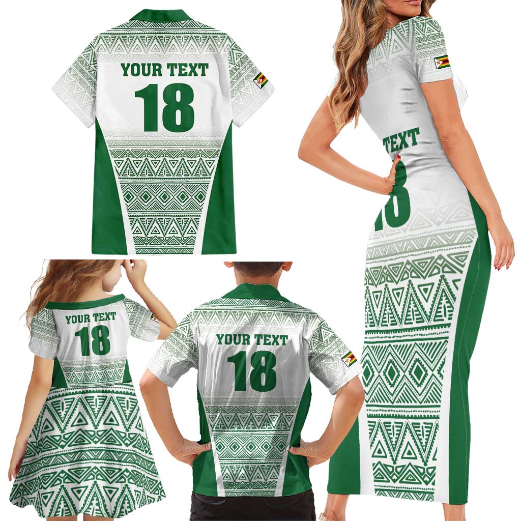 Custom Zimbabwe Rugby Family Matching Short Sleeve Bodycon Dress and Hawaiian Shirt Sables African Patterns - Wonder Print Shop