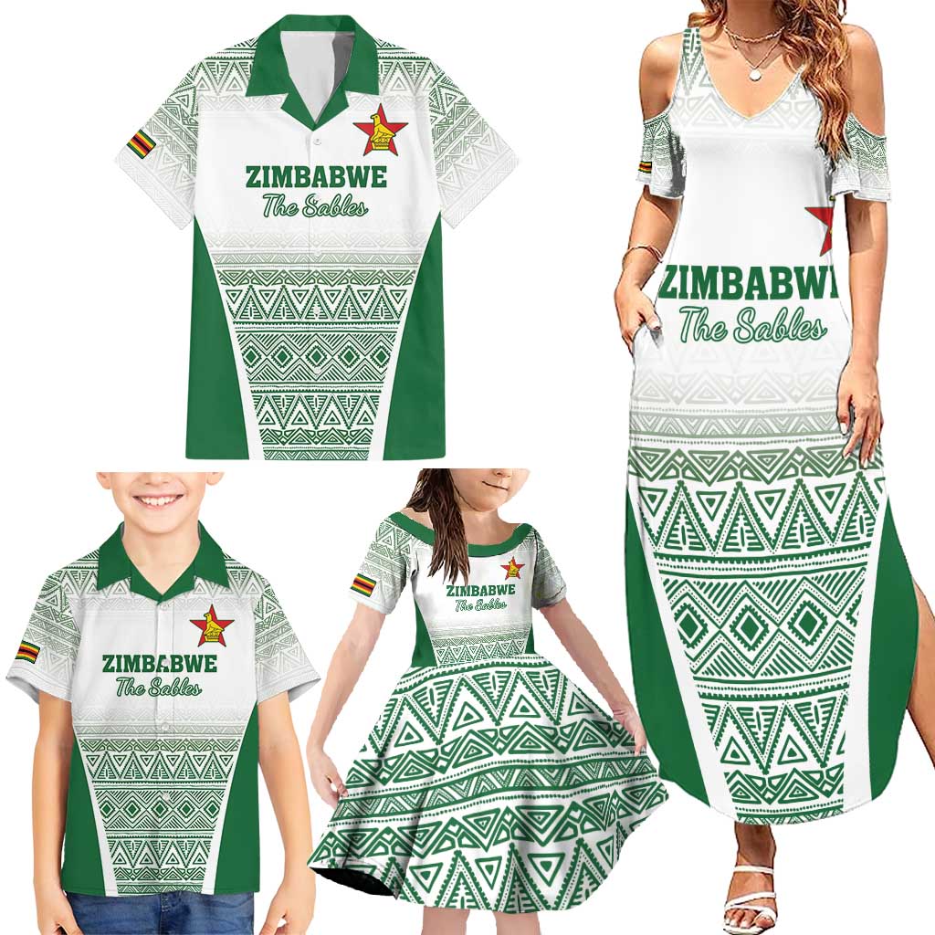 Custom Zimbabwe Rugby Family Matching Summer Maxi Dress and Hawaiian Shirt Sables African Patterns - Wonder Print Shop