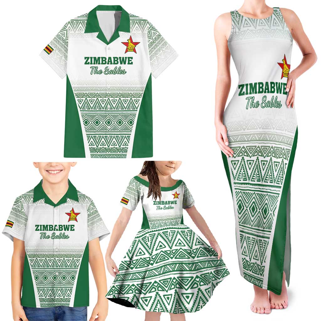 Custom Zimbabwe Rugby Family Matching Tank Maxi Dress and Hawaiian Shirt Sables African Patterns - Wonder Print Shop