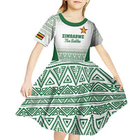 Custom Zimbabwe Rugby Kid Short Sleeve Dress Sables African Patterns - Wonder Print Shop
