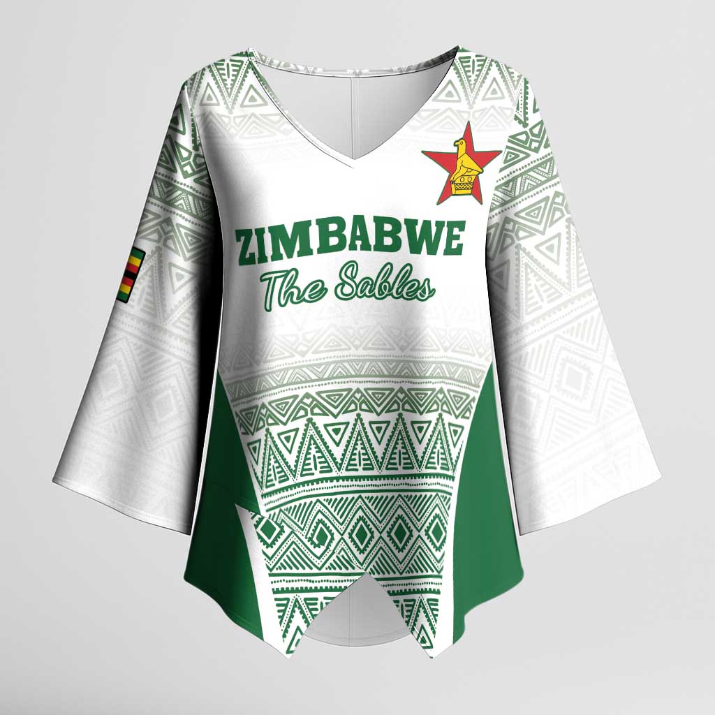 Custom Zimbabwe Rugby Kimono Sleeve Blouse Sables African Patterns - Wonder Print Shop
