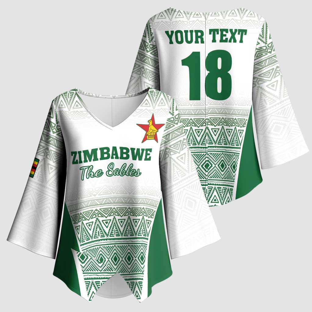 Custom Zimbabwe Rugby Kimono Sleeve Blouse Sables African Patterns - Wonder Print Shop