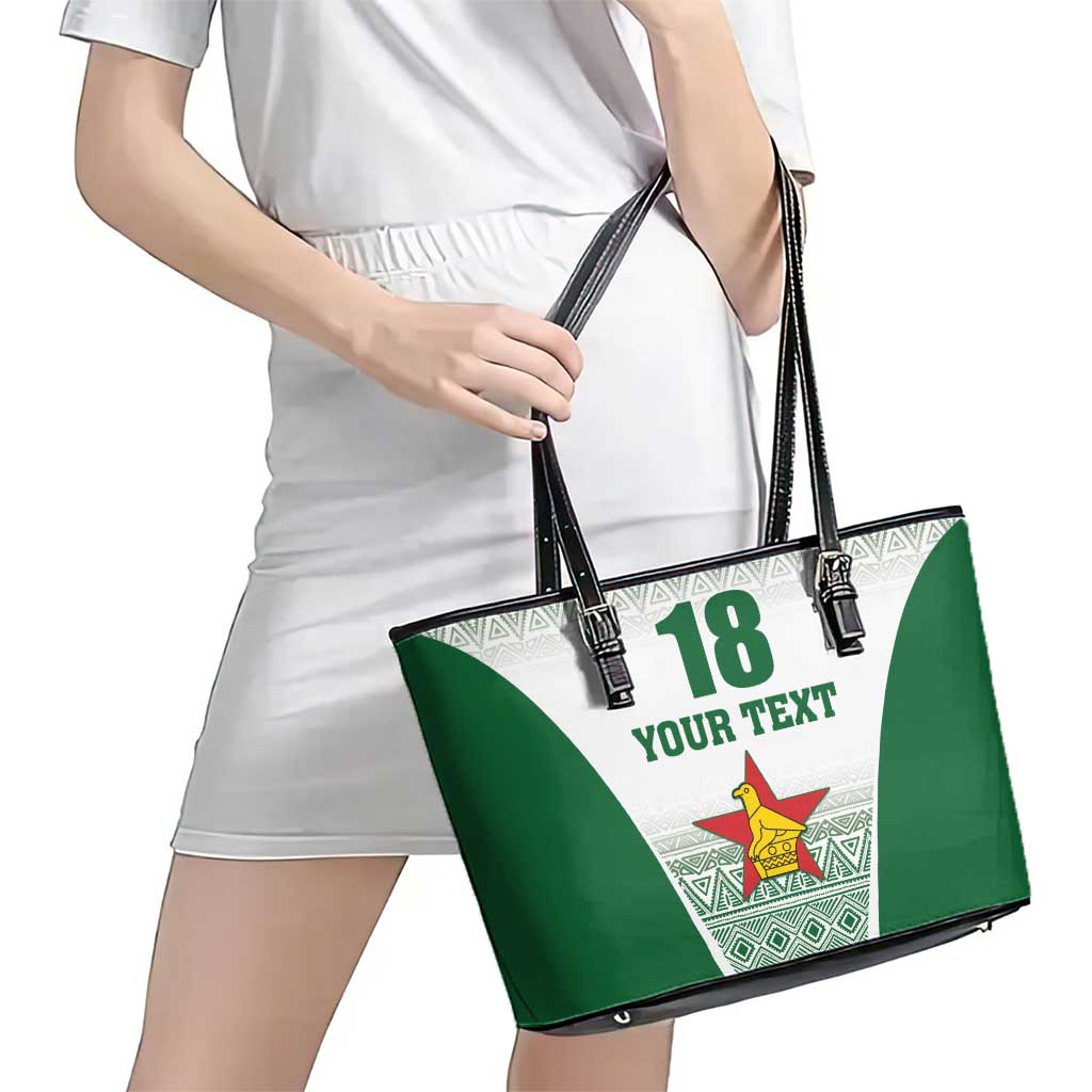 Custom Zimbabwe Rugby Leather Tote Bag Sables African Patterns - Wonder Print Shop
