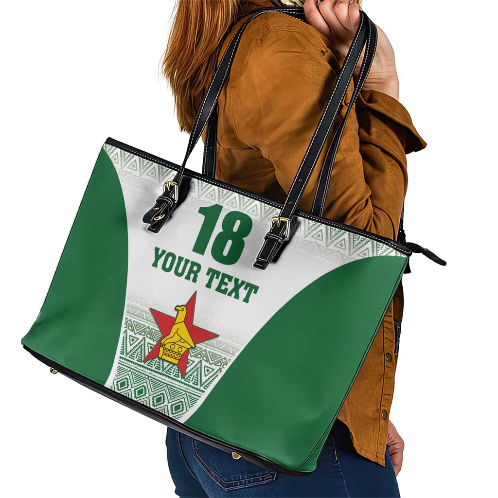 Custom Zimbabwe Rugby Leather Tote Bag Sables African Patterns - Wonder Print Shop