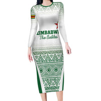 Custom Zimbabwe Rugby Long Sleeve Bodycon Dress Sables African Patterns - Wonder Print Shop