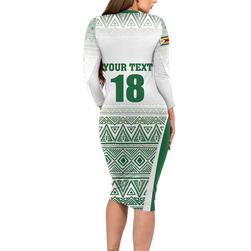 Custom Zimbabwe Rugby Long Sleeve Bodycon Dress Sables African Patterns - Wonder Print Shop