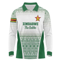 Custom Zimbabwe Rugby Long Sleeve Polo Shirt Sables African Patterns - Wonder Print Shop