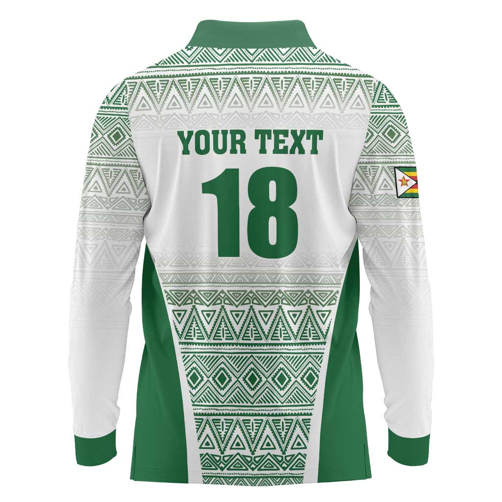 Custom Zimbabwe Rugby Long Sleeve Polo Shirt Sables African Patterns - Wonder Print Shop