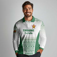 Custom Zimbabwe Rugby Long Sleeve Polo Shirt Sables African Patterns - Wonder Print Shop