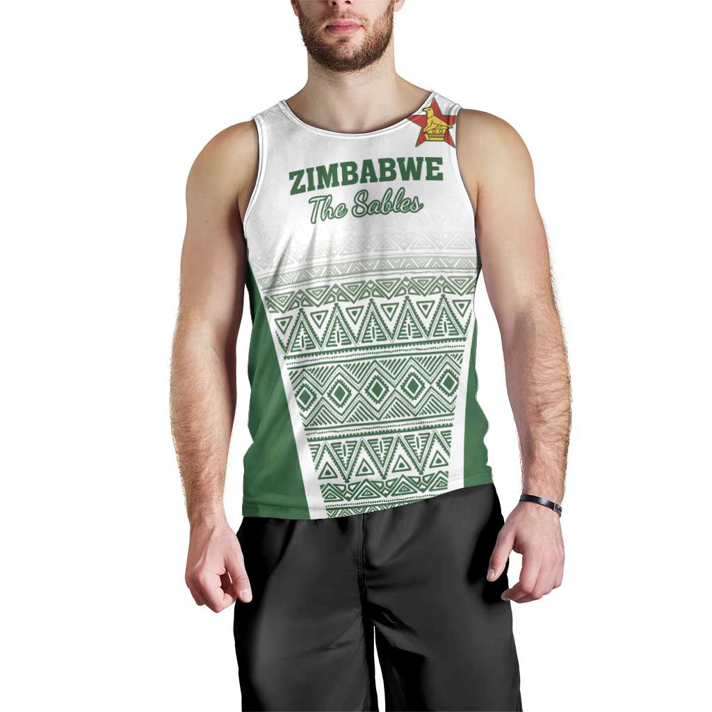 Custom Zimbabwe Rugby Men Tank Top Sables African Patterns - Wonder Print Shop