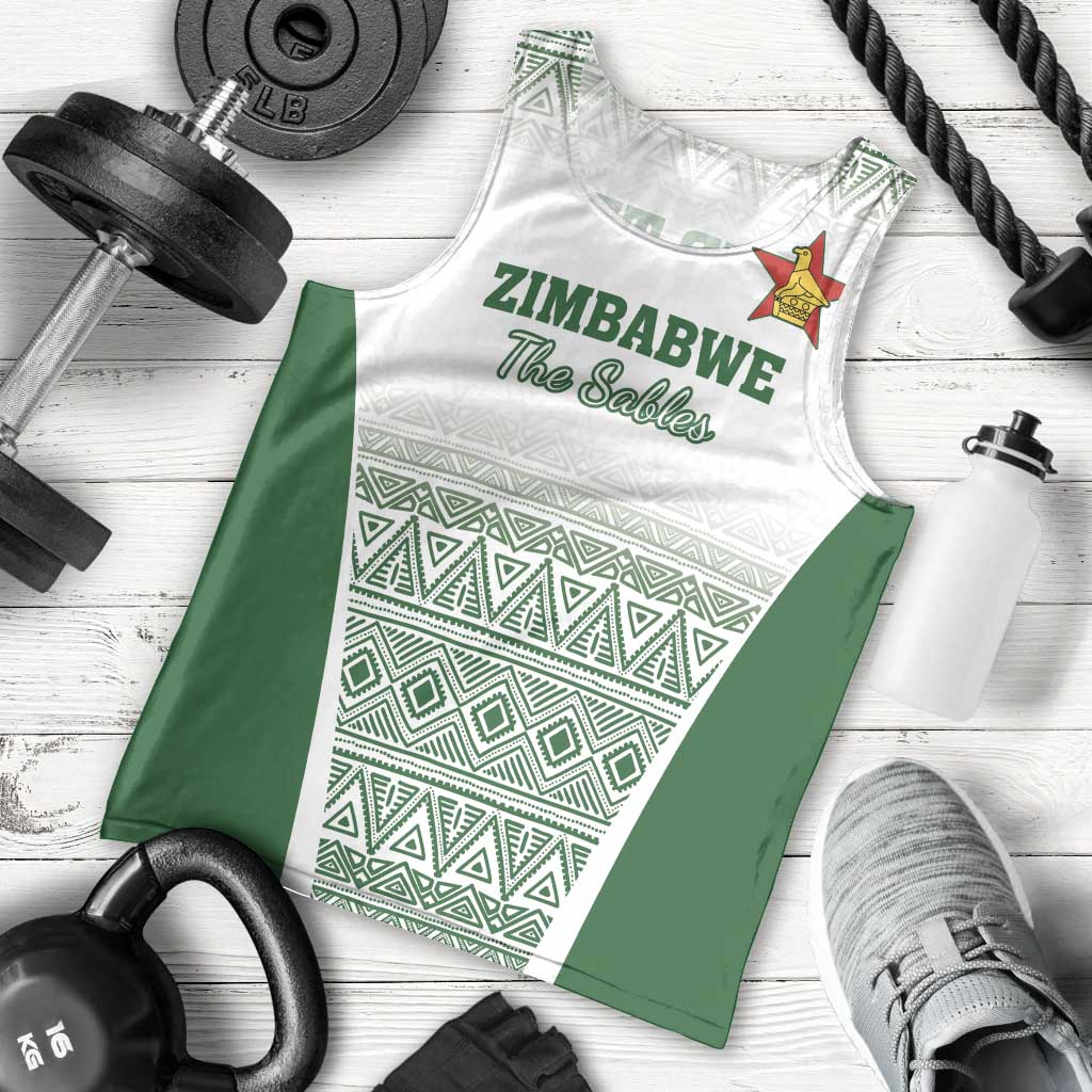 Custom Zimbabwe Rugby Men Tank Top Sables African Patterns - Wonder Print Shop