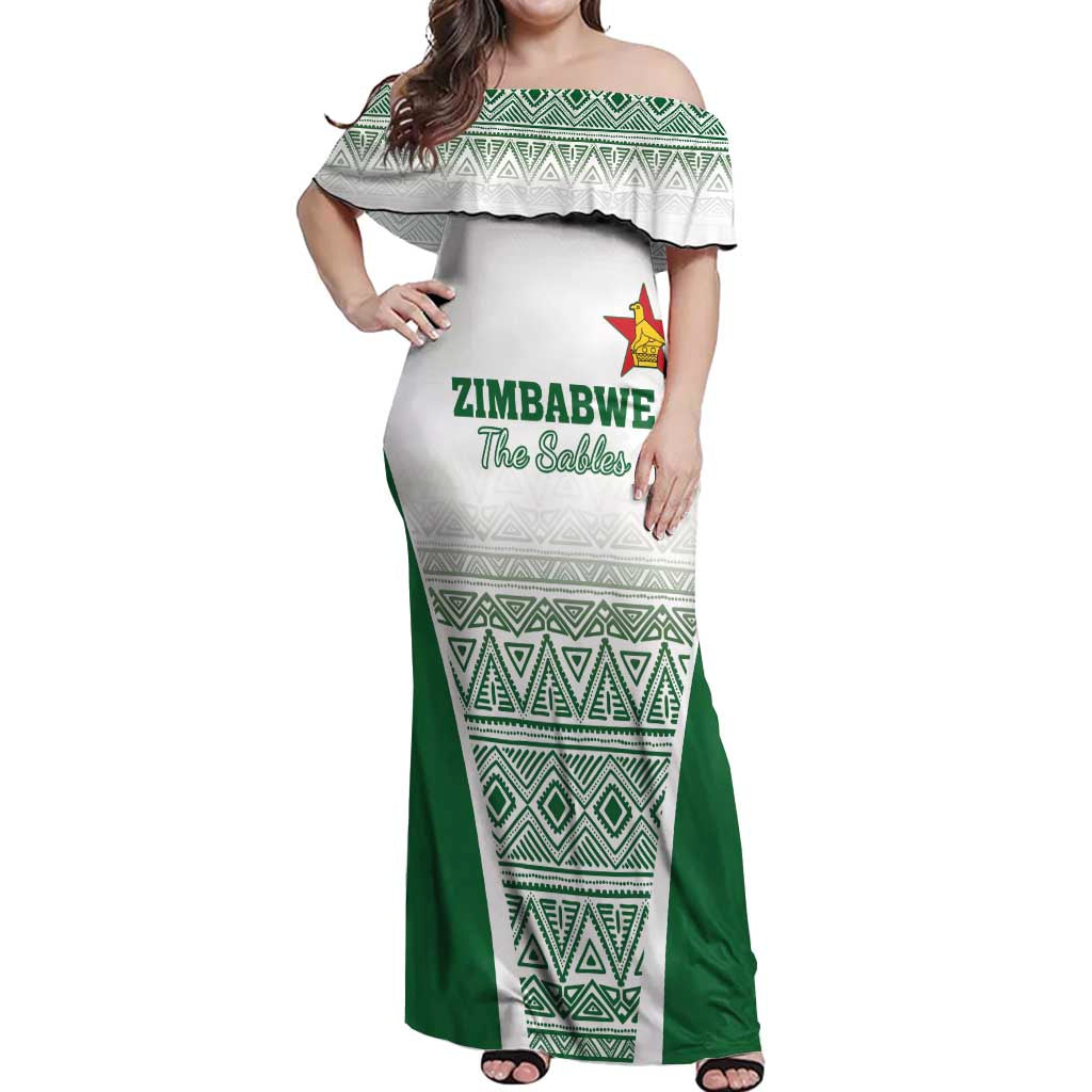 Custom Zimbabwe Rugby Off Shoulder Maxi Dress Sables African Patterns - Wonder Print Shop