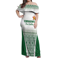 Custom Zimbabwe Rugby Off Shoulder Maxi Dress Sables African Patterns - Wonder Print Shop