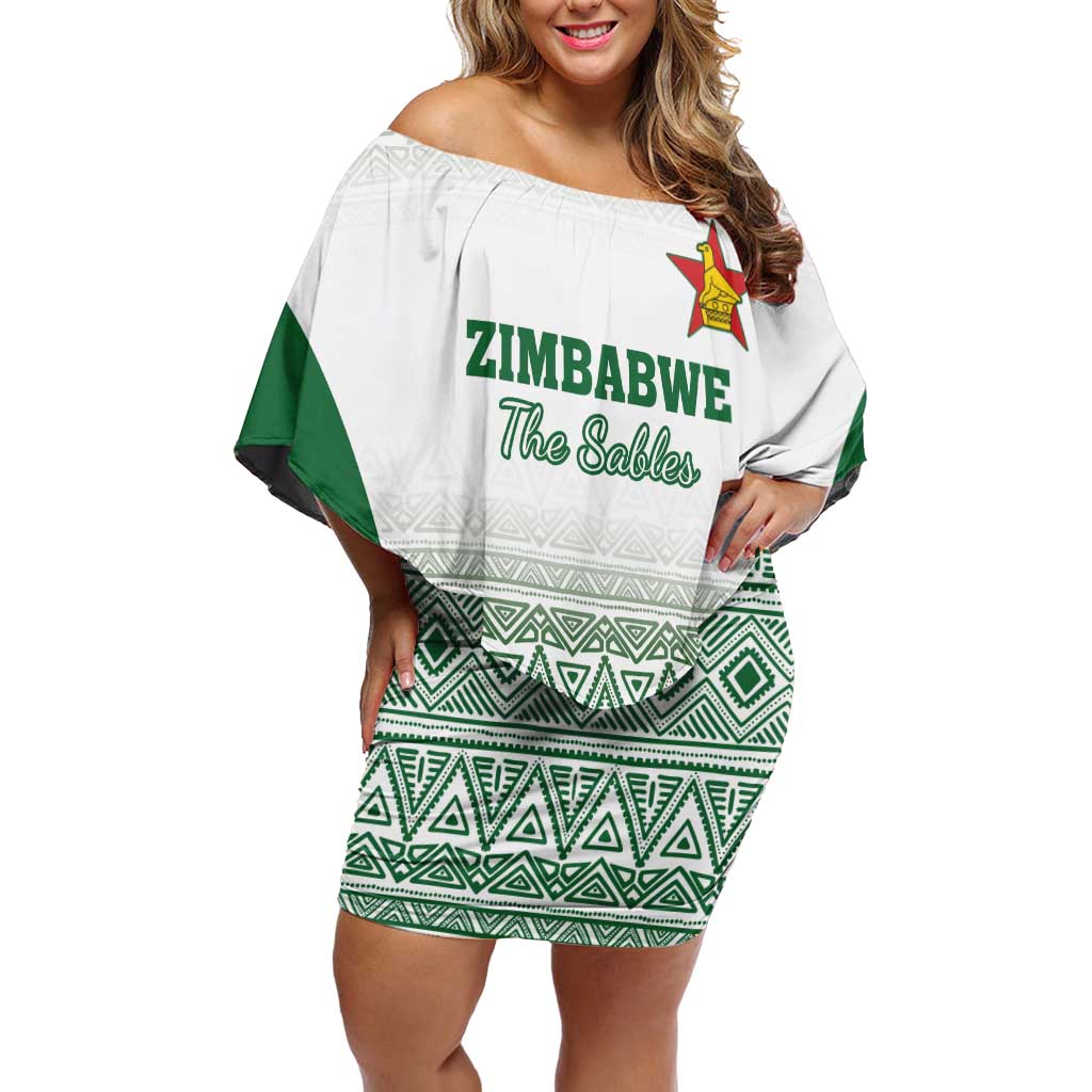 Custom Zimbabwe Rugby Off Shoulder Short Dress Sables African Patterns - Wonder Print Shop