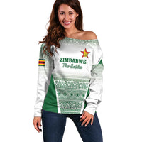 Custom Zimbabwe Rugby Off Shoulder Sweater Sables African Patterns - Wonder Print Shop