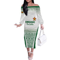 Custom Zimbabwe Rugby Off The Shoulder Long Sleeve Dress Sables African Patterns - Wonder Print Shop